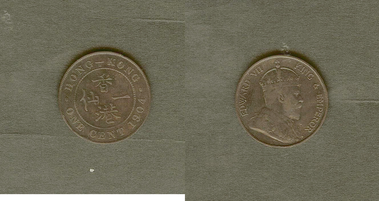 Hong Kong cent Edward VII 1904H aVF